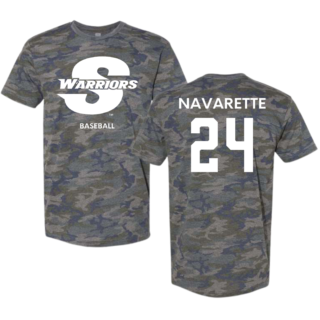 Stanislaus State Baseball Vintage Camo Tee - #24 Arthur Navarette