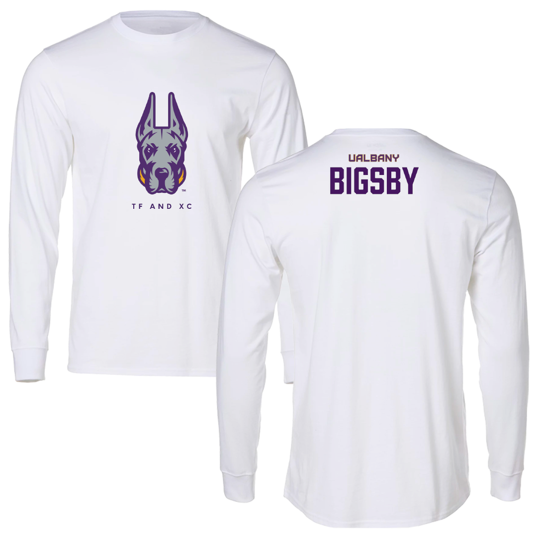 University at Albany TF and XC White Long Sleeve - Shelby Bigsby