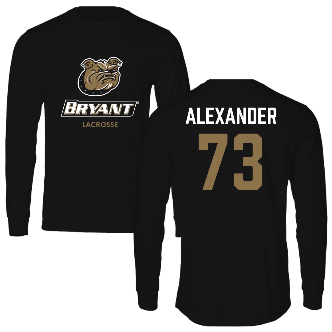 Bryant University Lacrosse (M) Black Performance Long Sleeve - #73 Teagan Alexander