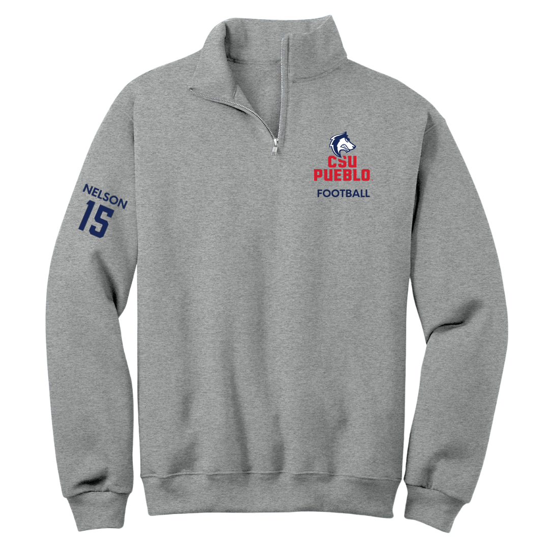 Colorado State University-Pueblo Football Sport Gray Quarter-Zip - #15 Chase Nelson