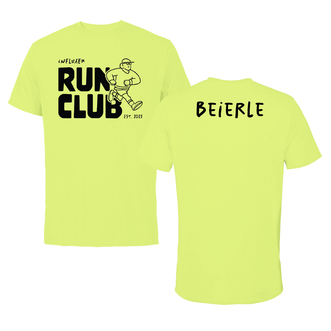 Utah State University TF and XC Safety Yellow Influxer Run Club Tee - Gavin Beierle