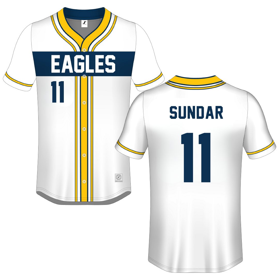Coppin State University White Button-Down Jersey - #11 Pranav Sundar