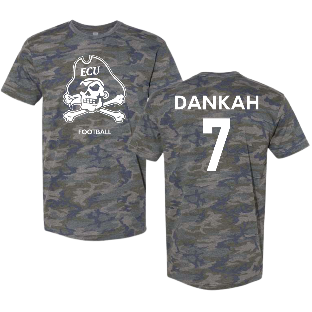 East Carolina University Football Vintage Camo Tee - #7 Samuel Dankah