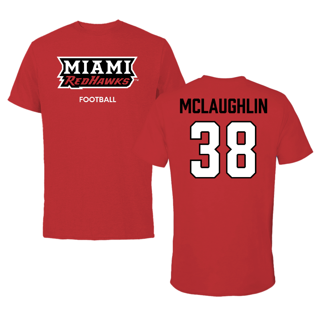 Miami University (Ohio) Football Red Performance Tee - #38 Kellan McLaughlin