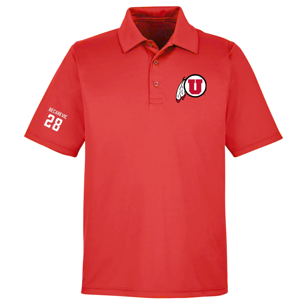 University of Utah Soccer (W) Red Polo - #28 Mia Becarevic