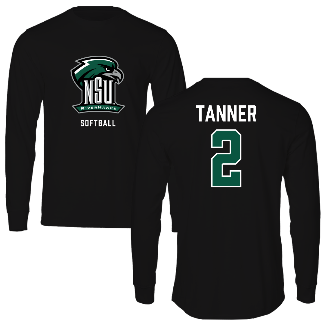 Northeastern State University Softball Black Performance Long Sleeve - #2 Avery Tanner