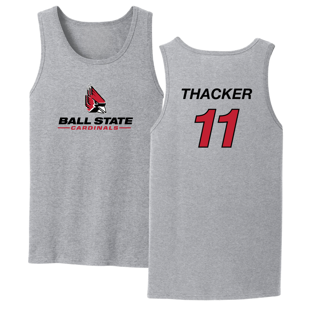 Ball State University Football Sport Gray Tank Top - #11 Isaiah Thacker