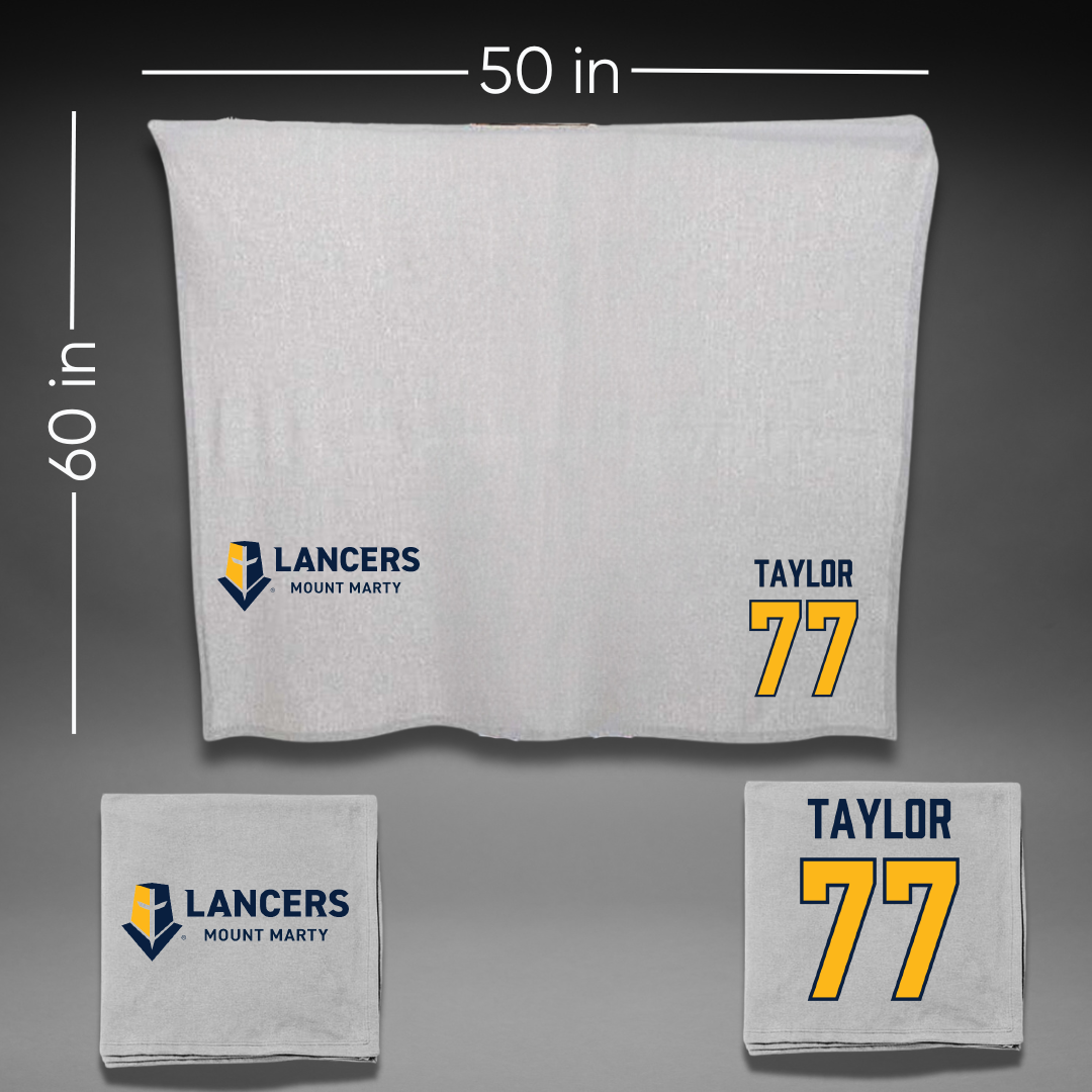 Mount Marty University Football Gray Blanket - #77 Desmond Taylor