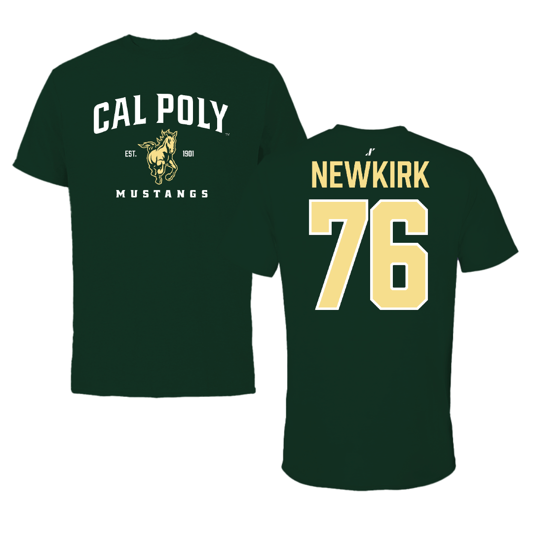 Cal Poly Football Forest Green General Tee - #76 Trevor Newkirk