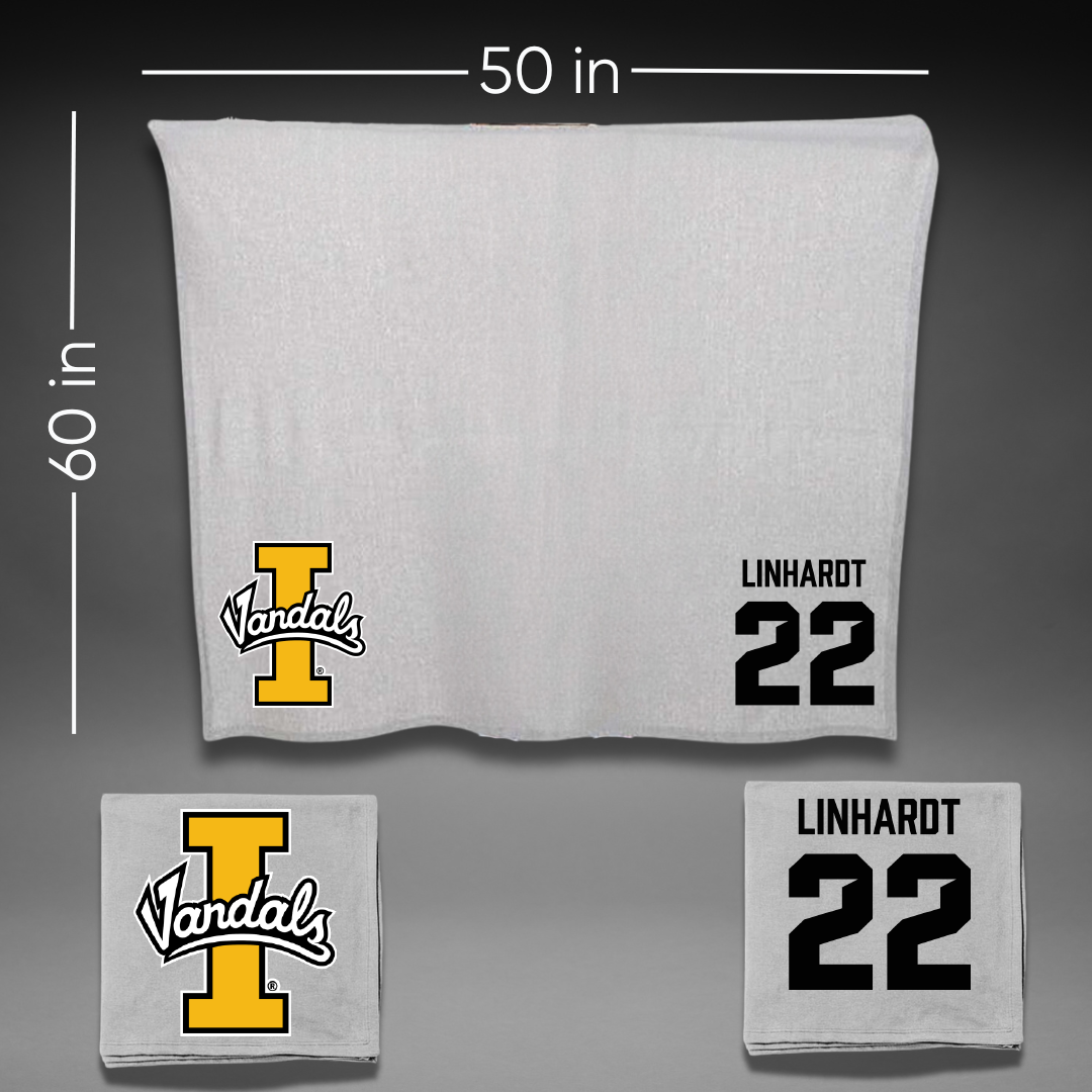 University of Idaho Basketball Gray Vandals Blanket - #22 Tyler Linhardt