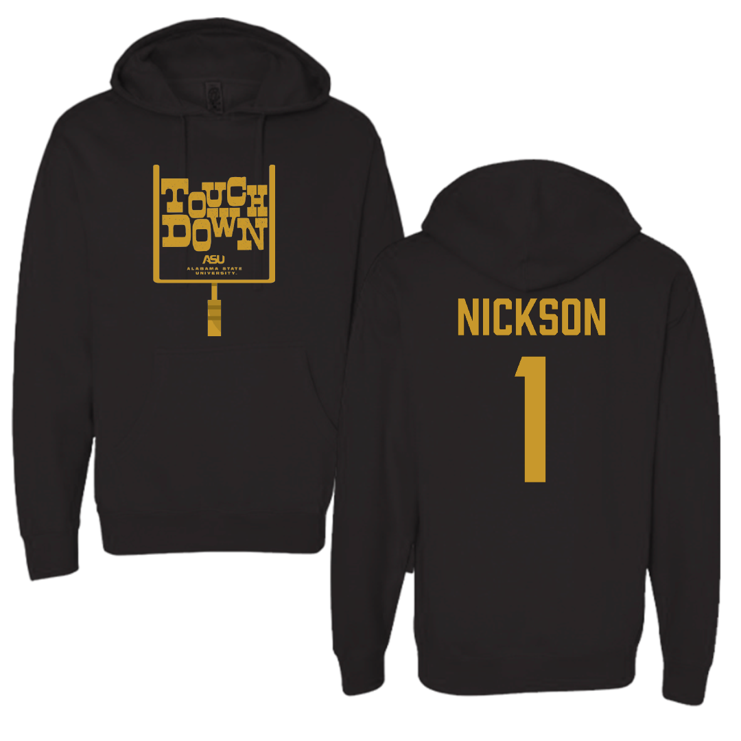 Alabama State University Football Black Touchdown Hoodie - #1 Willie Nickson