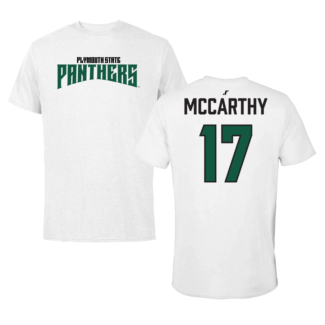 Plymouth State University Soccer White Classic Performance Tee - #17 Lucas McCarthy