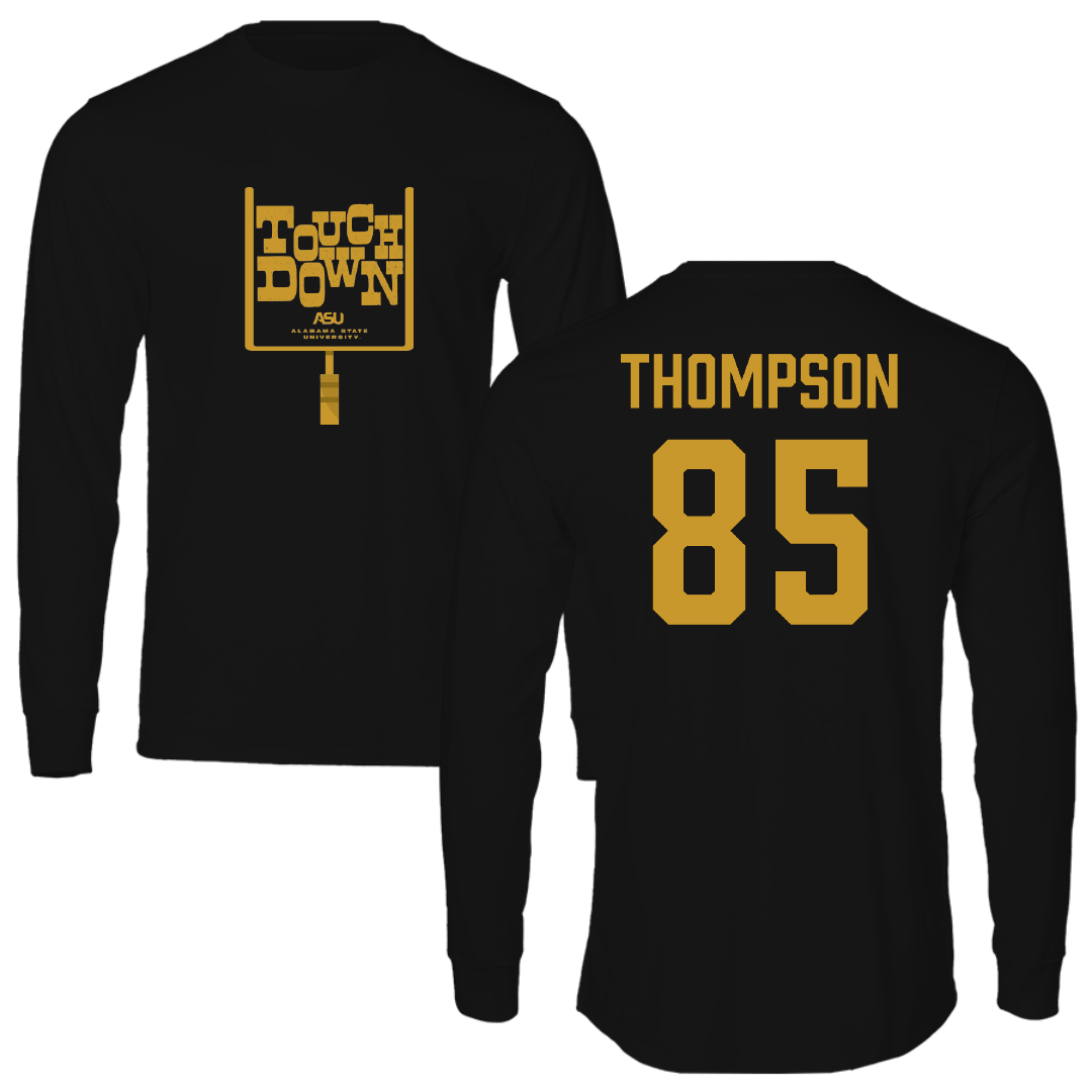 Alabama State University Football Black Touchdown Performance Long Sleeve - #85 Manny Thompson