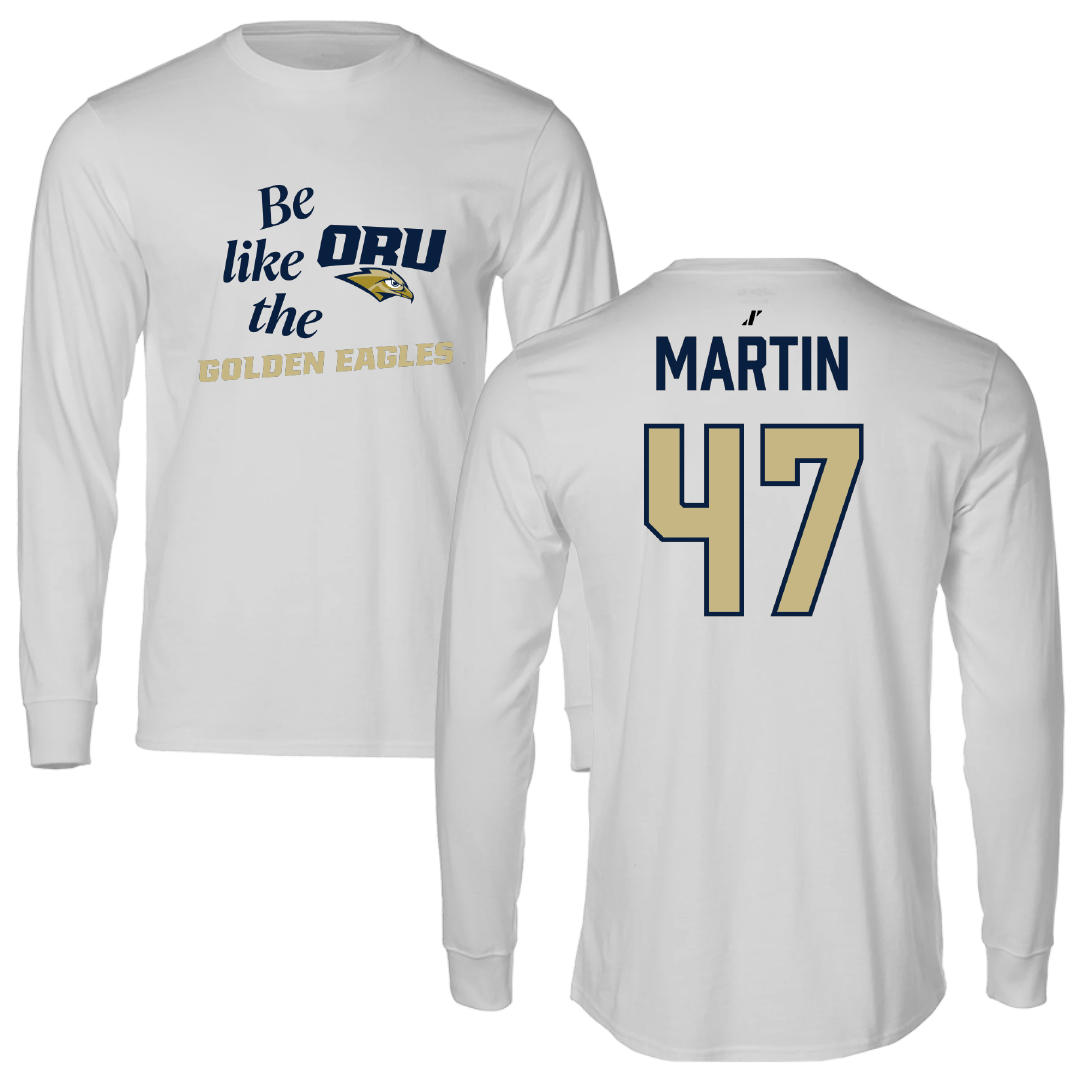 Oral Roberts University Baseball Light Gray Be Like Us Performance Long Sleeve - #47 Trent Martin