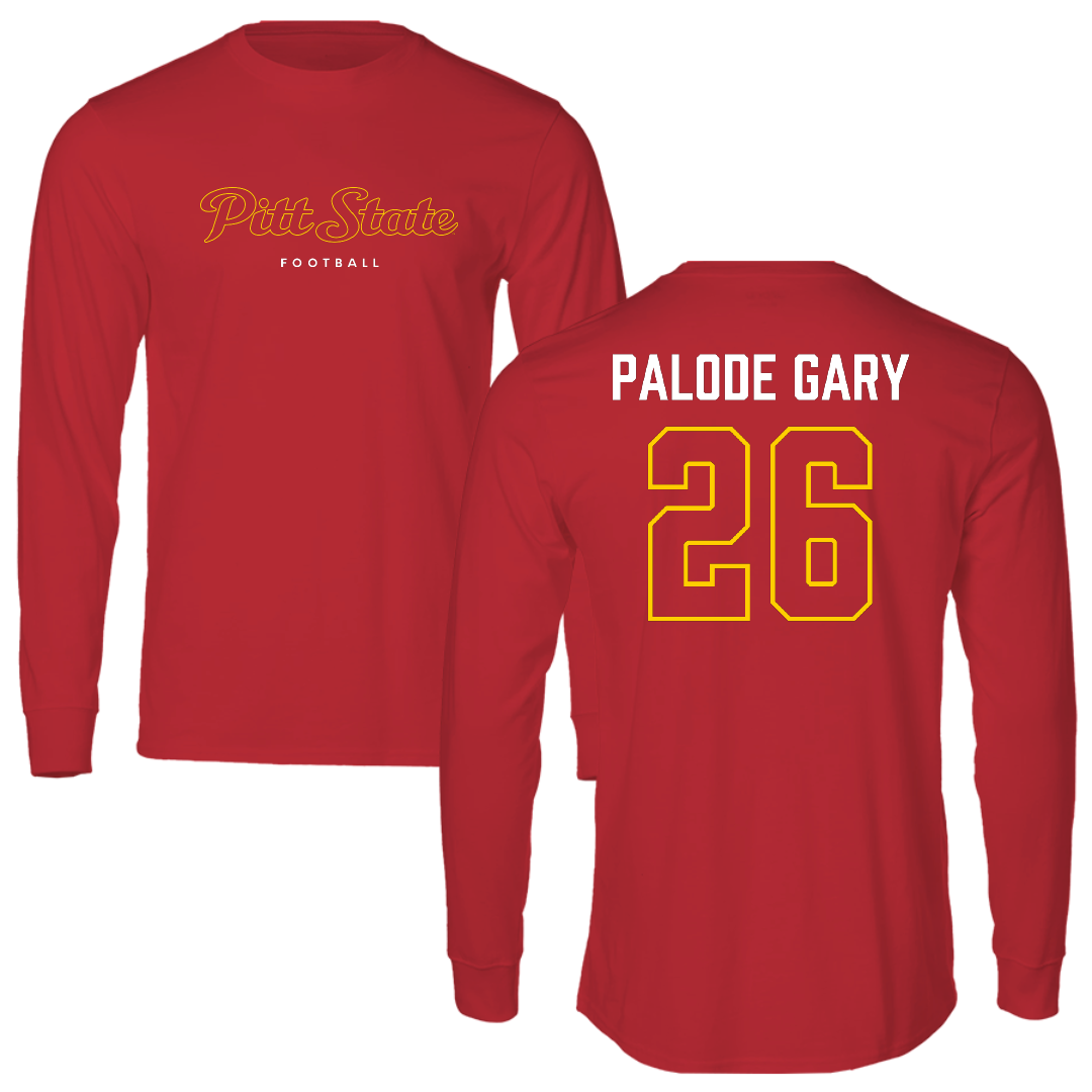 Pittsburg State University Football Red Performance Long Sleeve - #26 Zahmari Palode Gary
