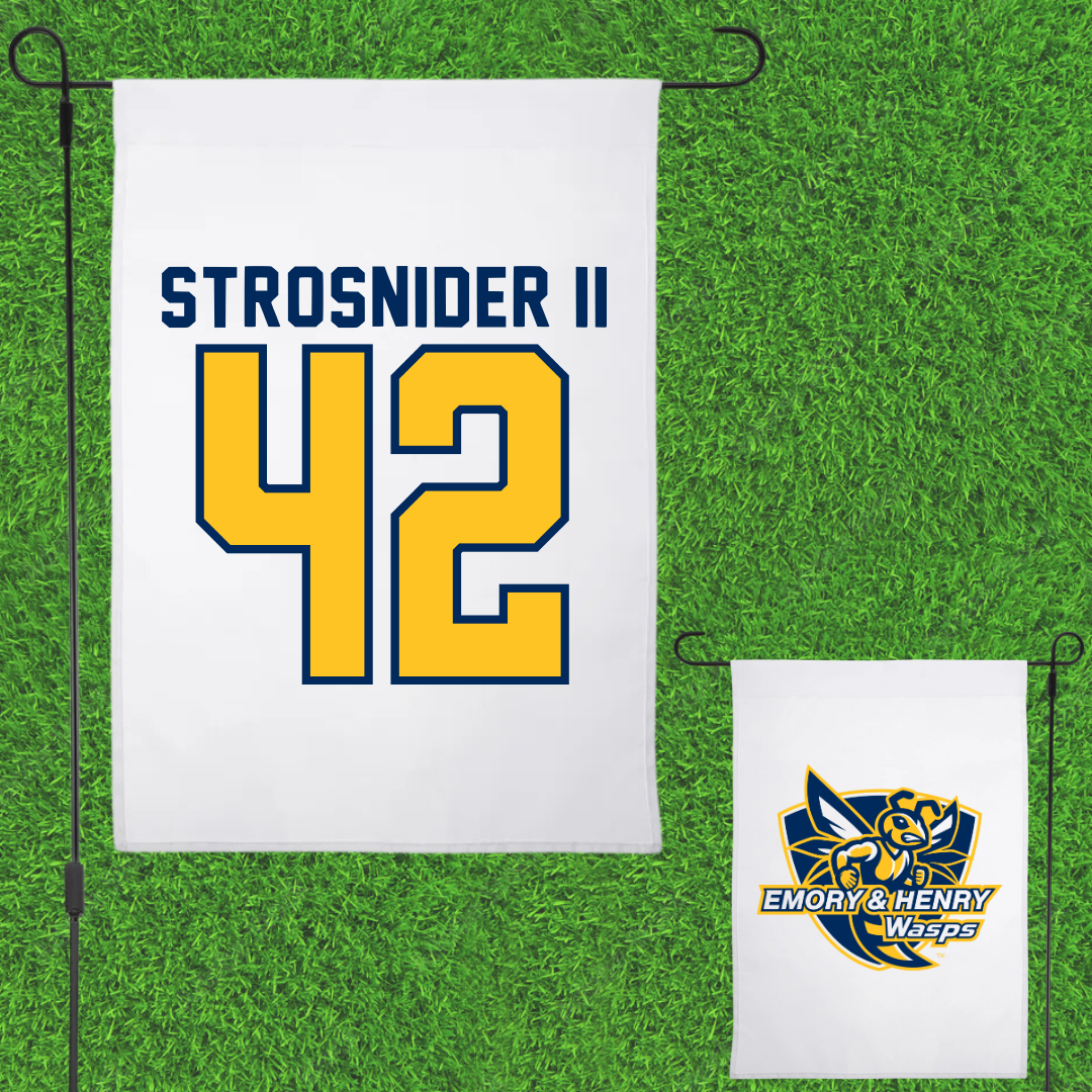 Emory & Henry College Baseball White Garden Flag - #42 Trevor Strosnider II