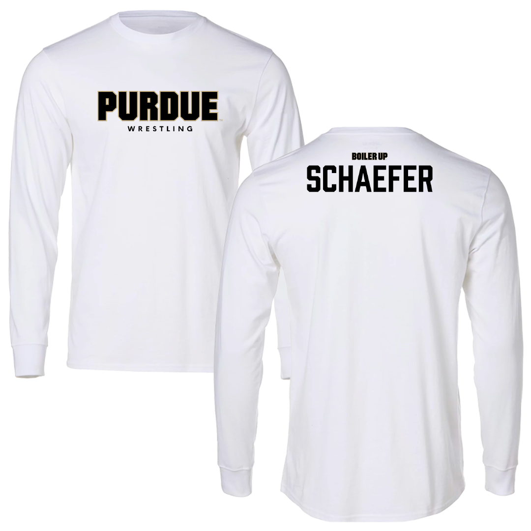 Purdue University Wrestling (M) White Performance Long Sleeve - Isaiah Schaefer