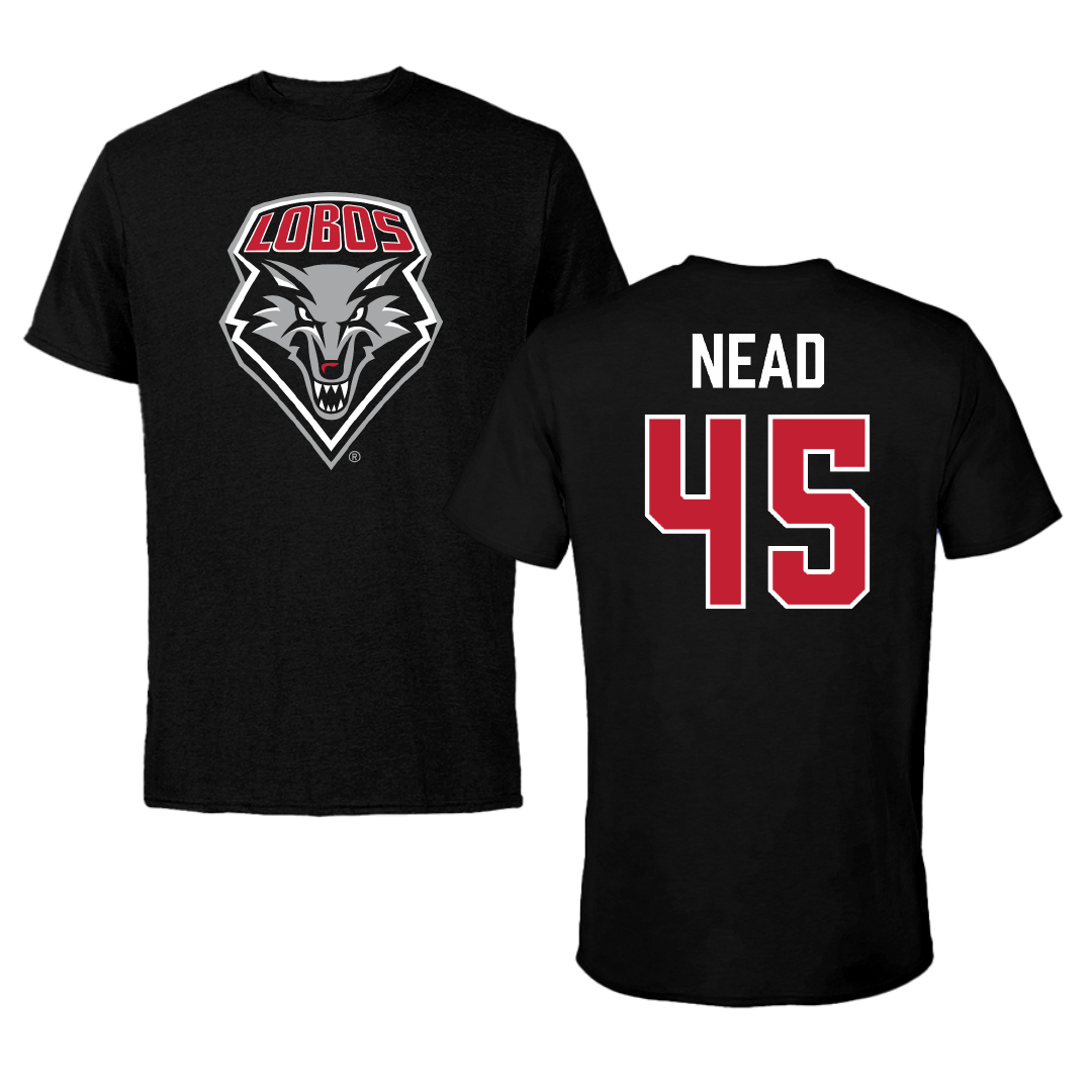 University of New Mexico Football Black Tee - #45 Keayen Nead