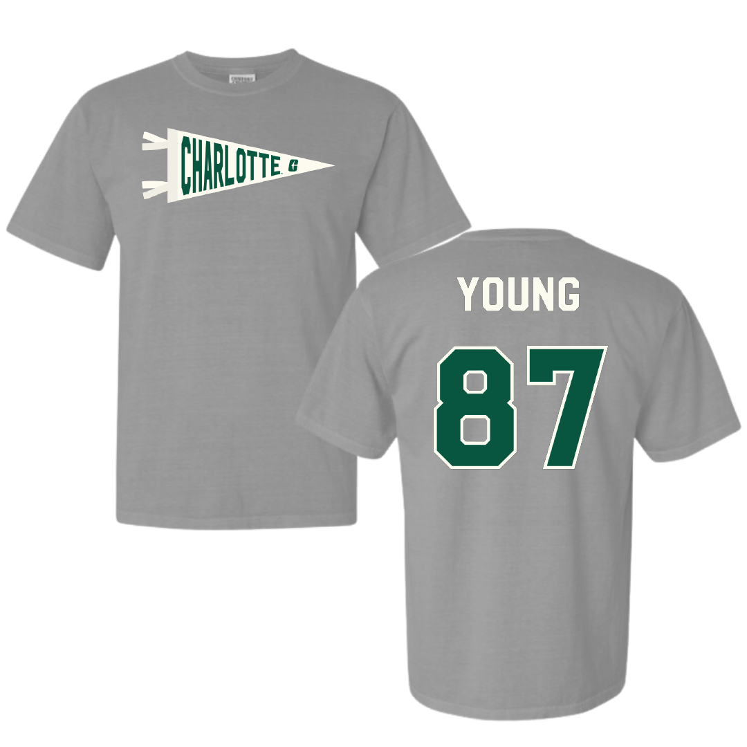 The University of North Carolina at Charlotte Football Light Gray Pennant Comfort Colors Tee - #87 Jake Young
