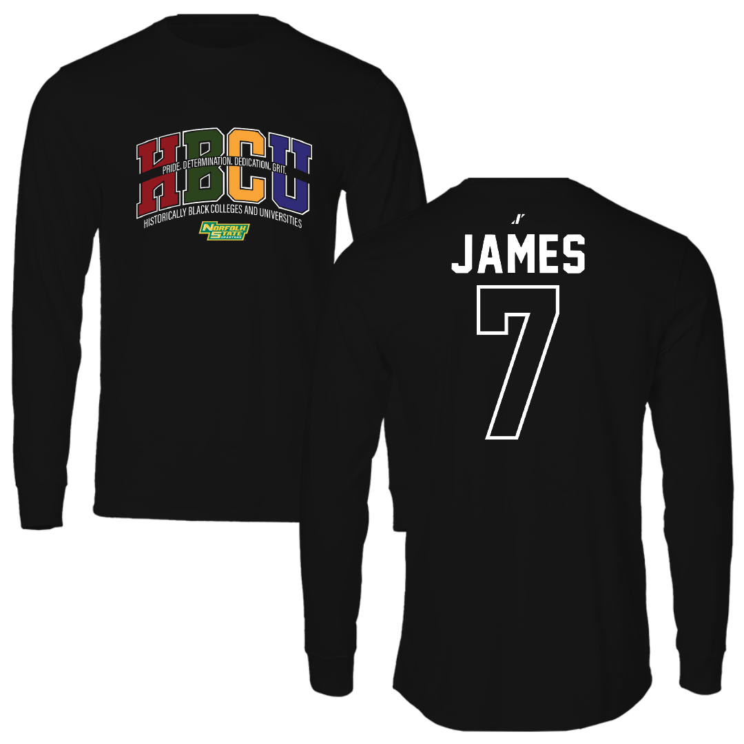 Norfolk State University Football Black HBCU Performance Long Sleeve - #7 Nolan James