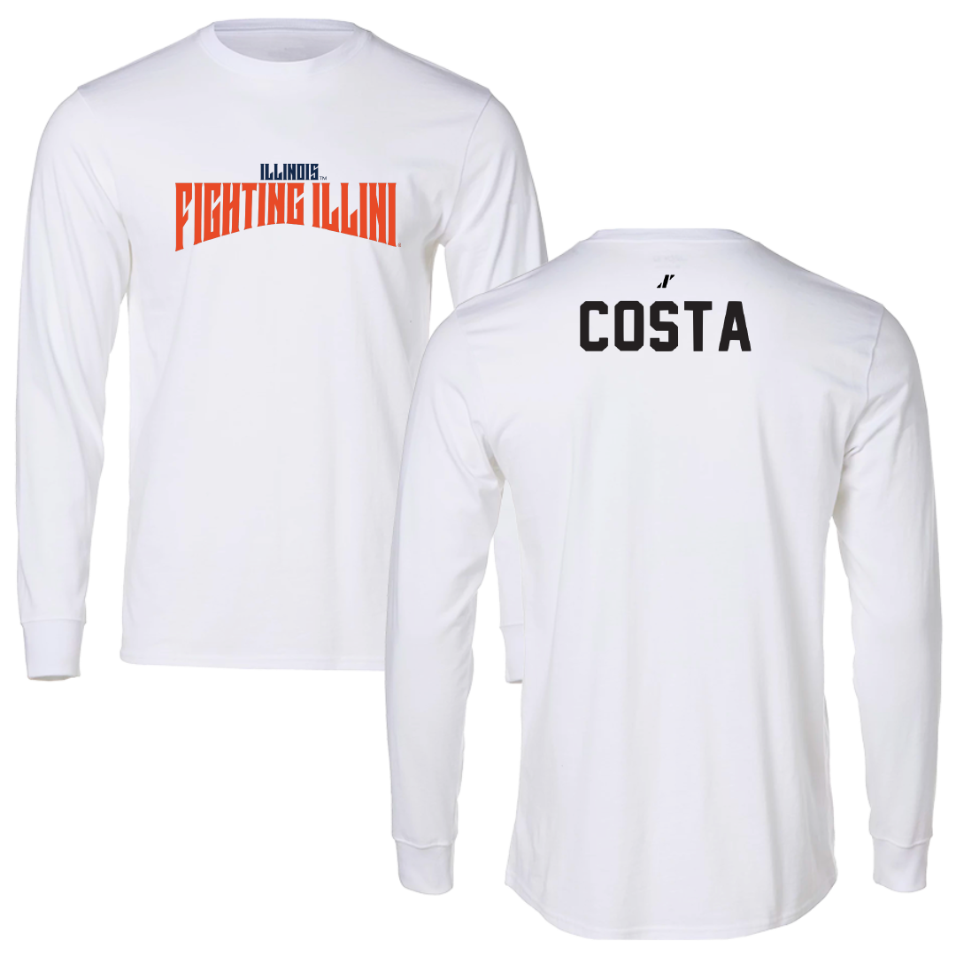 University of Illinois Gymnastics White Classic Long Sleeve - Tate Costa