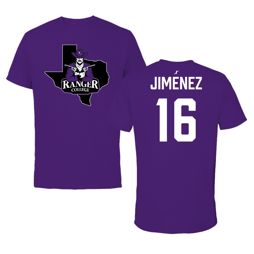 Ranger College Baseball Purple State Performance Tee - #16 Enmanuel Jimenez