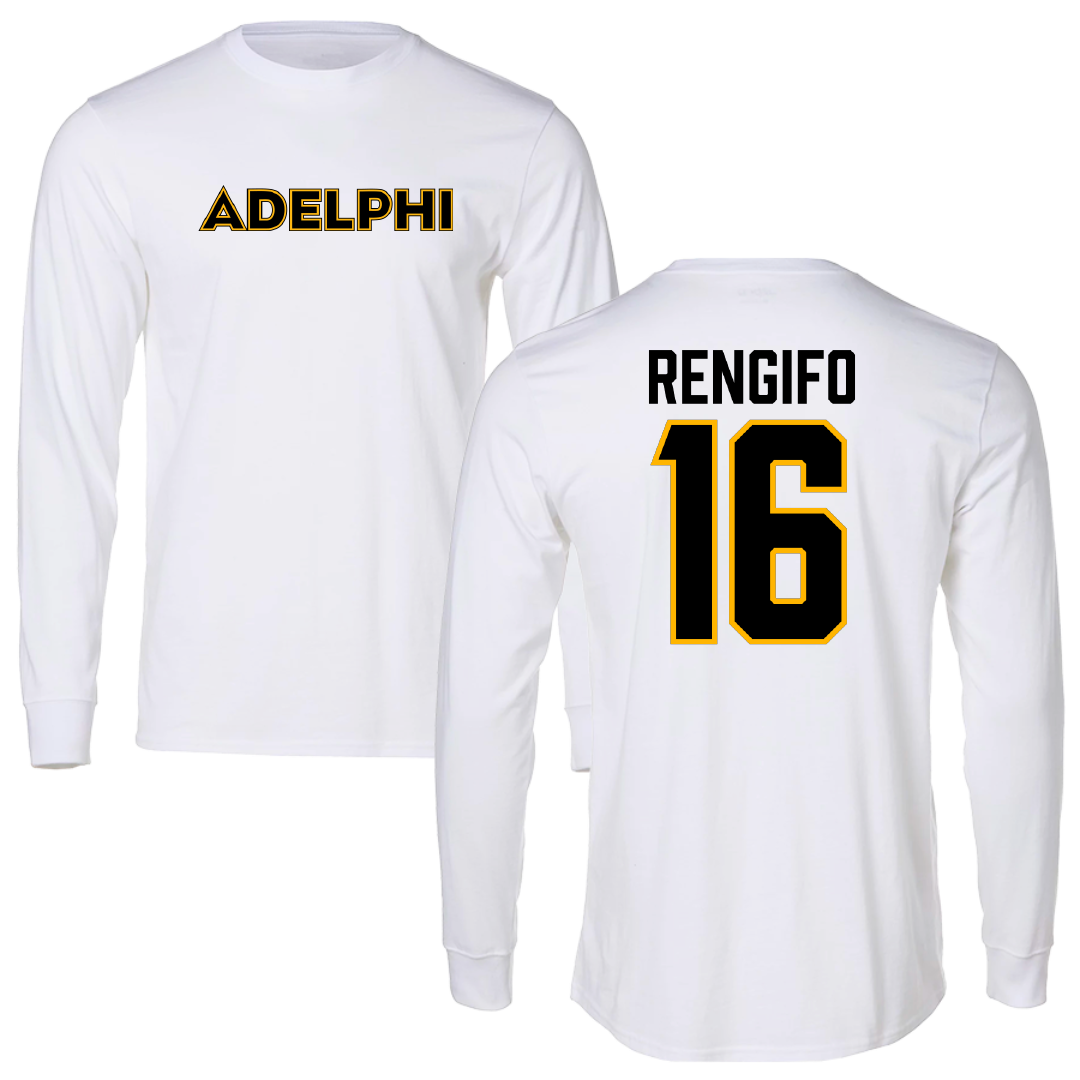 Adelphi University Baseball White Performance Long Sleeve - #16 Giancarlo Rengifo