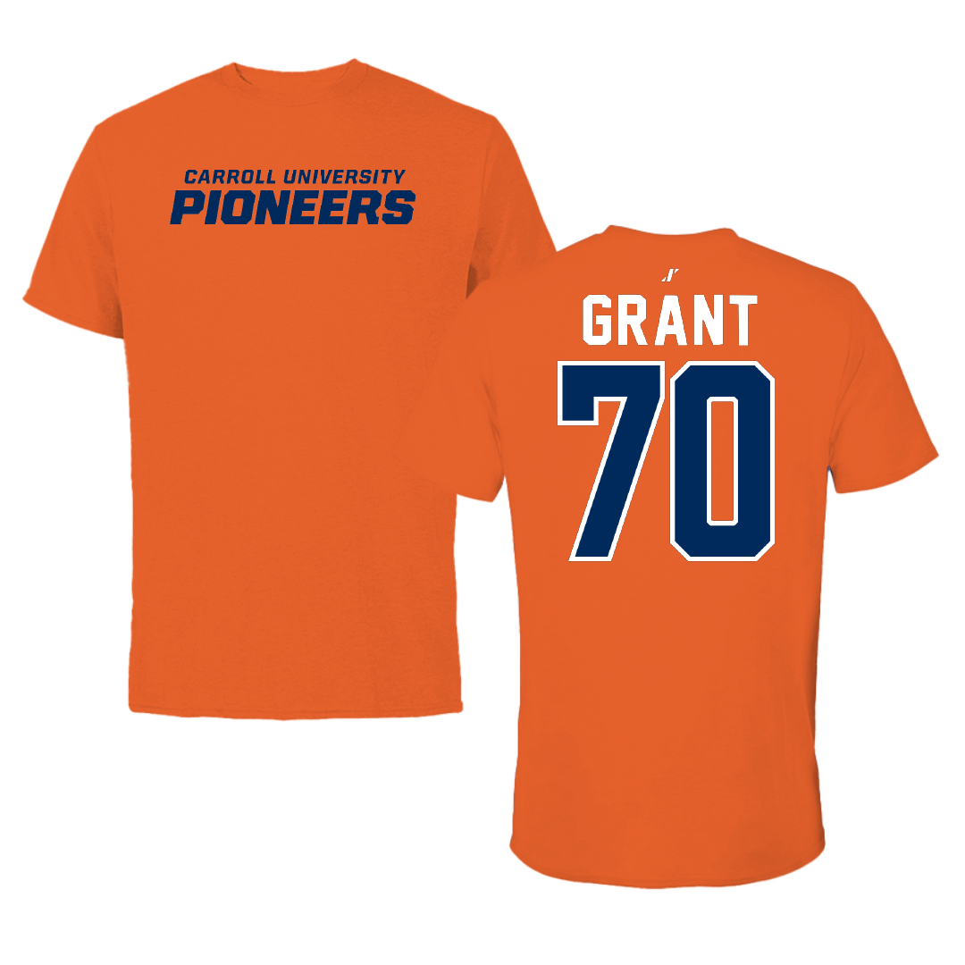 Carroll University Football Orange Performance Tee - #70 Braelon Grant