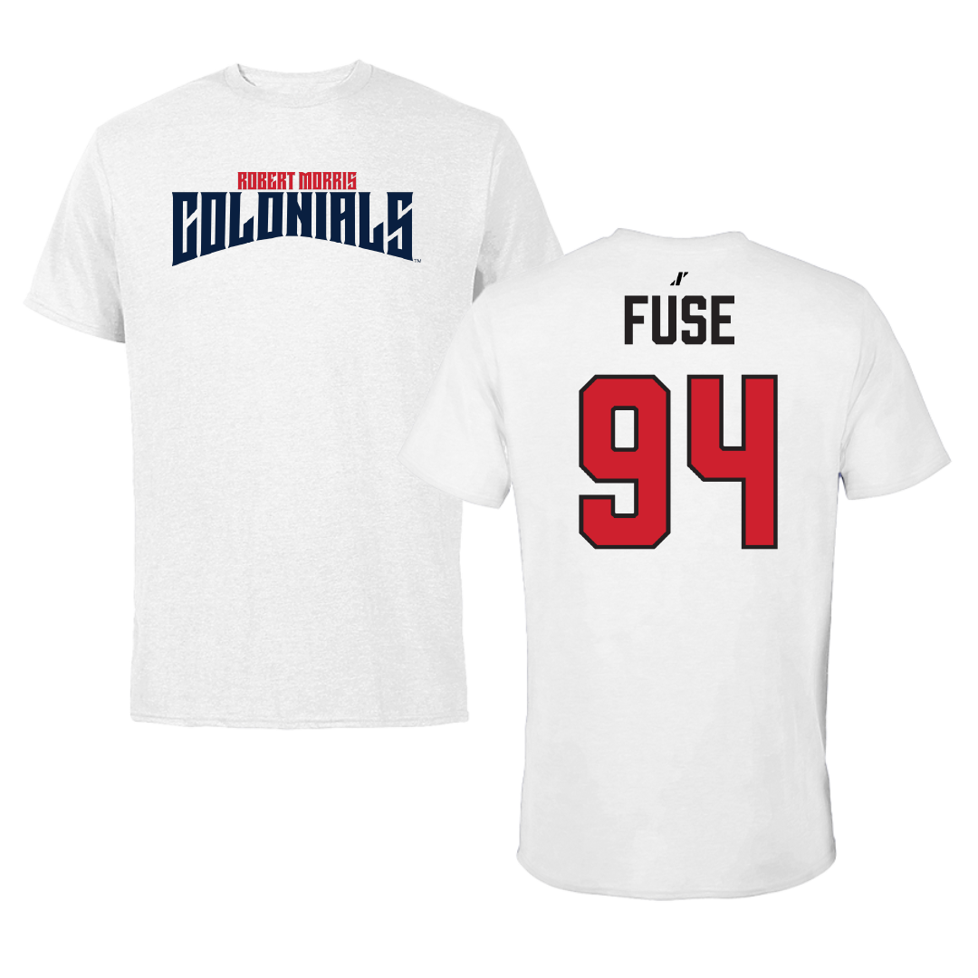 Robert Morris University Football White Classic Tee - #94 Semaj Fuse