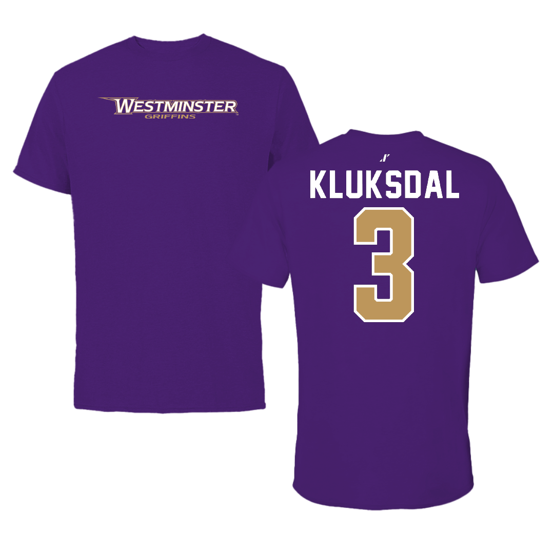 Westminster University (Utah) Soccer Purple Performance Tee - #3 Chase Kluksdal