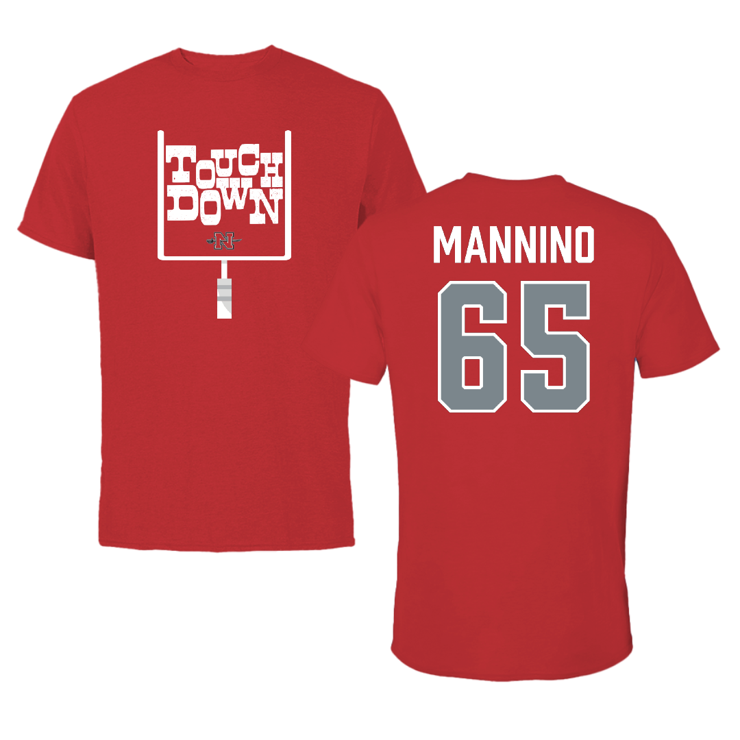 Nicholls State University Football Red Touchdown Performance Tee - #65 Christian Mannino