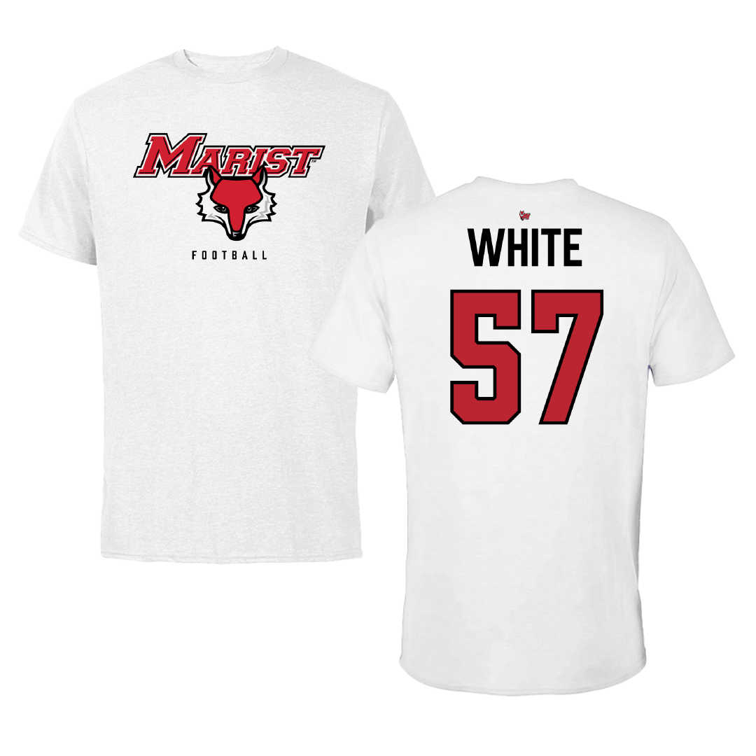 Marist University Football White Performance Tee - #57 Aiden White