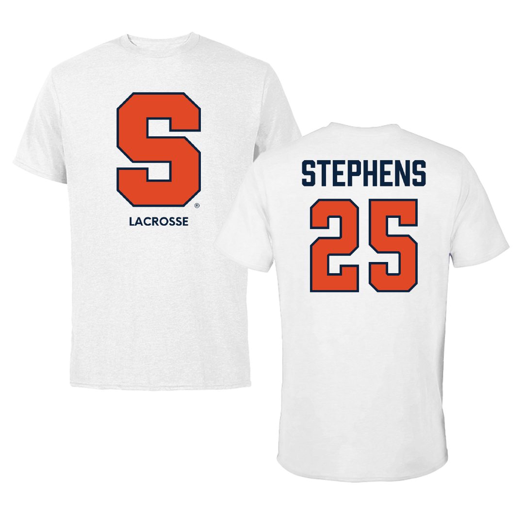 Syracuse University Lacrosse (M) White Tee - #25 Dillon Stephens