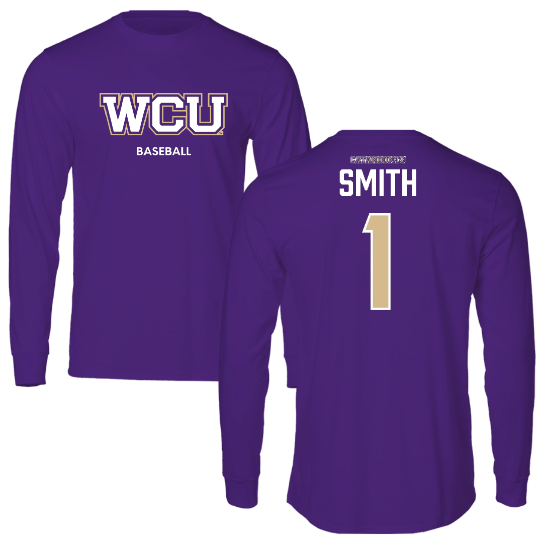 Western Carolina University Baseball Purple Long Sleeve - #1 Elijah Smith