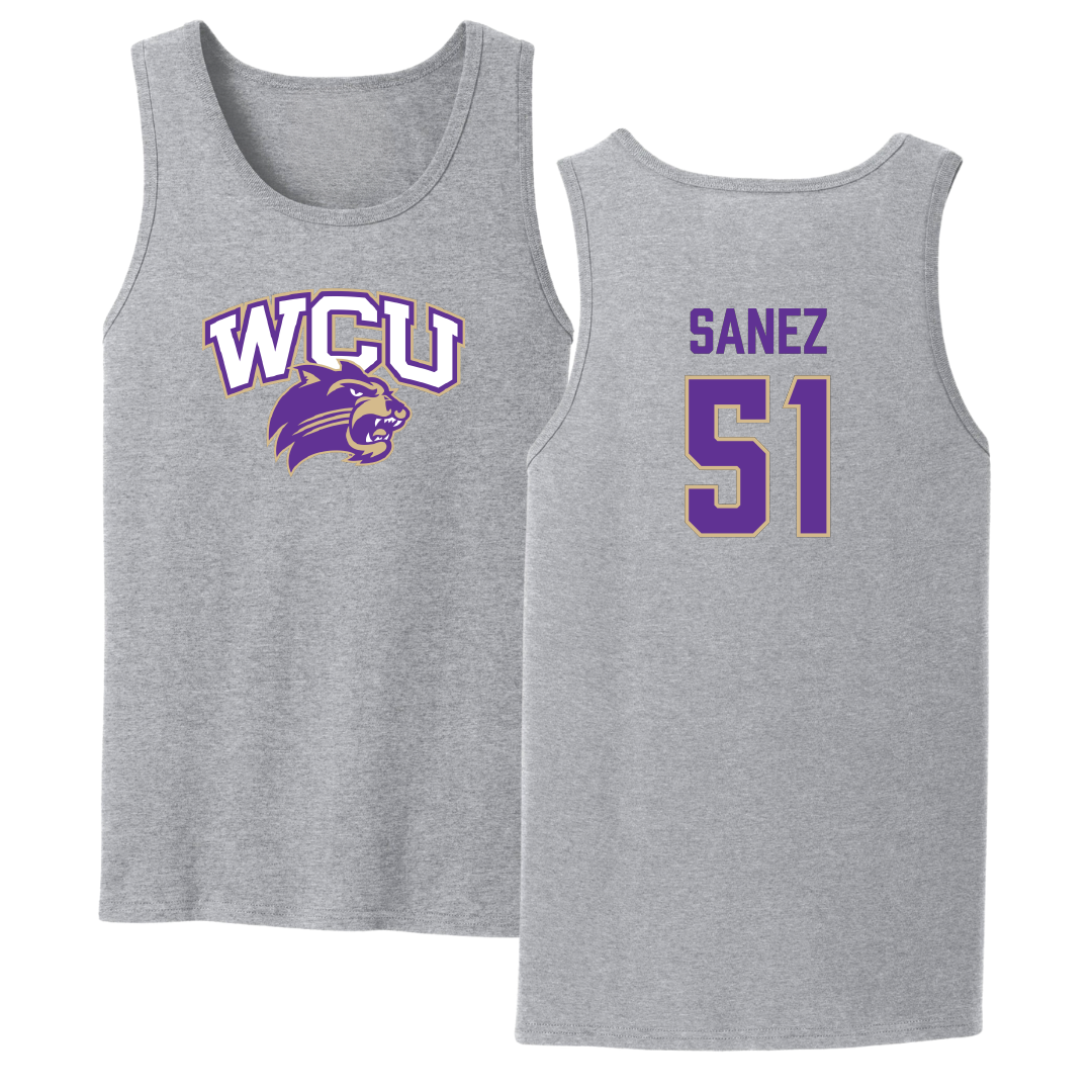 Western Carolina University Football Sport Gray Tank Top - #51 Aaron Sanez