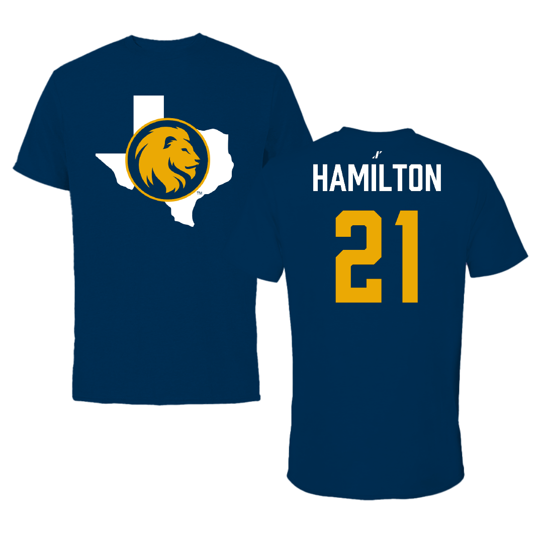 East Texas A&M University Football Navy State Tee - #21 Jordon Hamilton