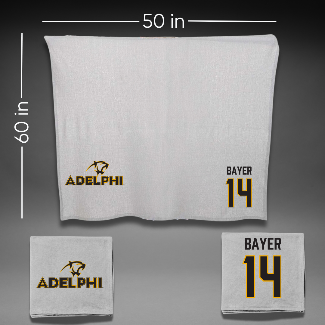 Adelphi University Lacrosse Gray Blanket - #14 Stephen Bayer