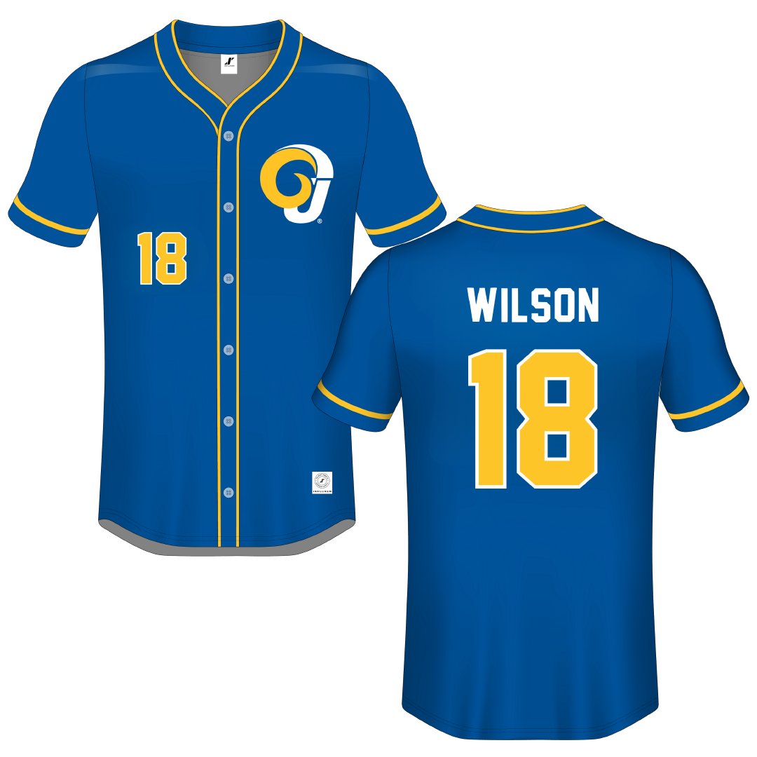 Angelo State University Blue Button-Down Jersey - #18 Braden Wilson