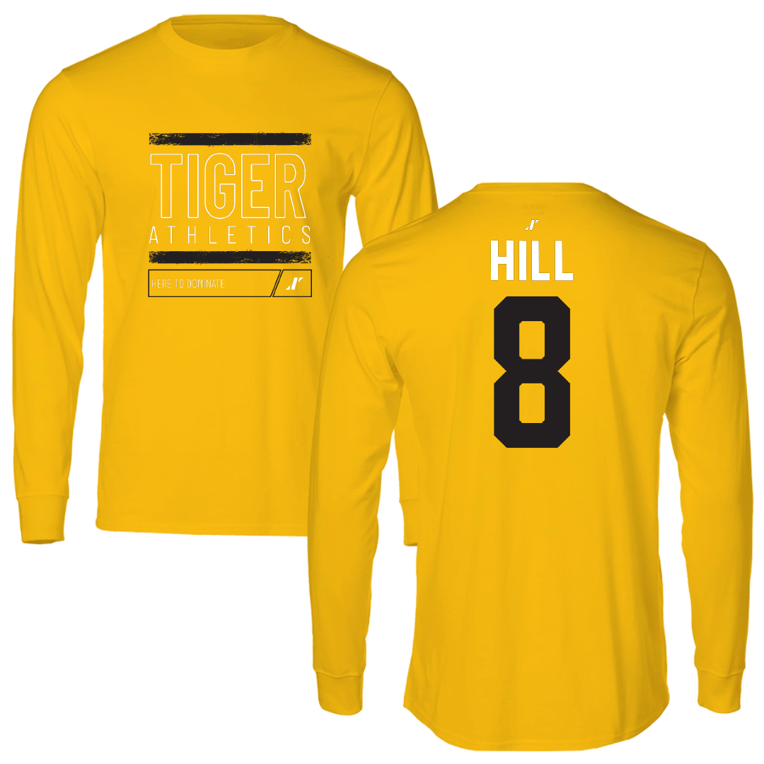 Grambling State University Baseball Gold Dominate Performance Long Sleeve - #8 Cameron Hill