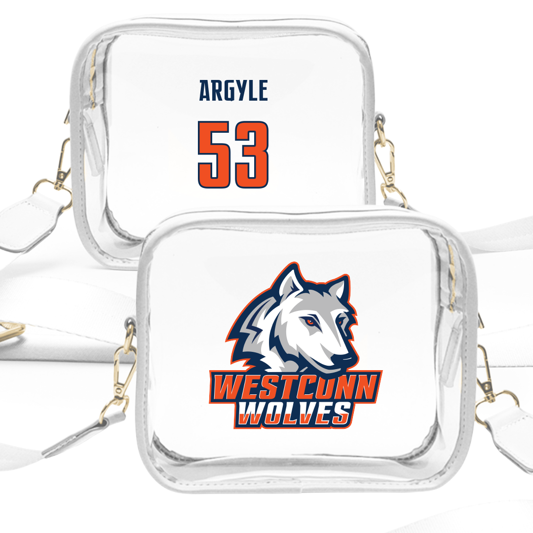 Western Connecticut State University Football White Clear Stadium Bag - #53 Aaron Argyle