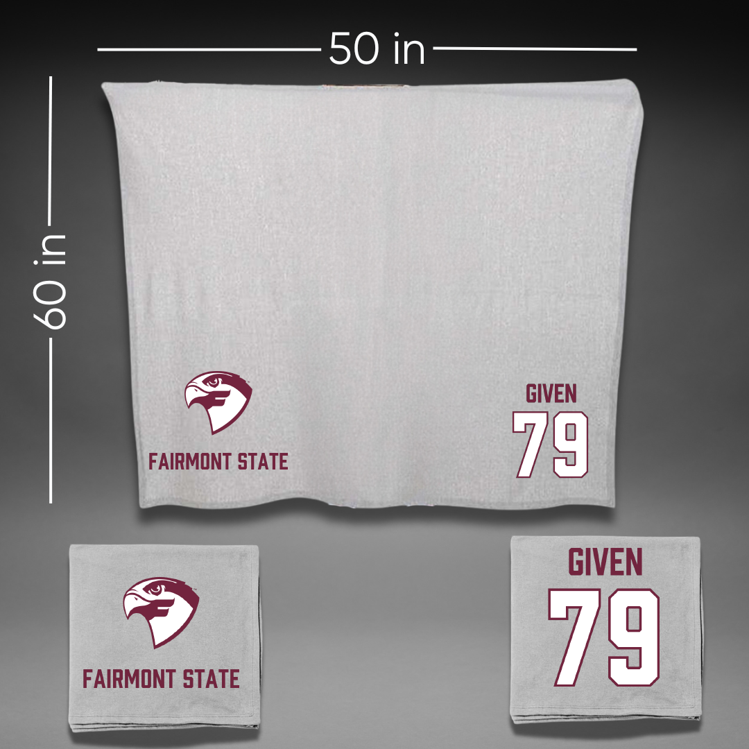 Fairmont State University Football Gray Blanket - #79 Luke Given