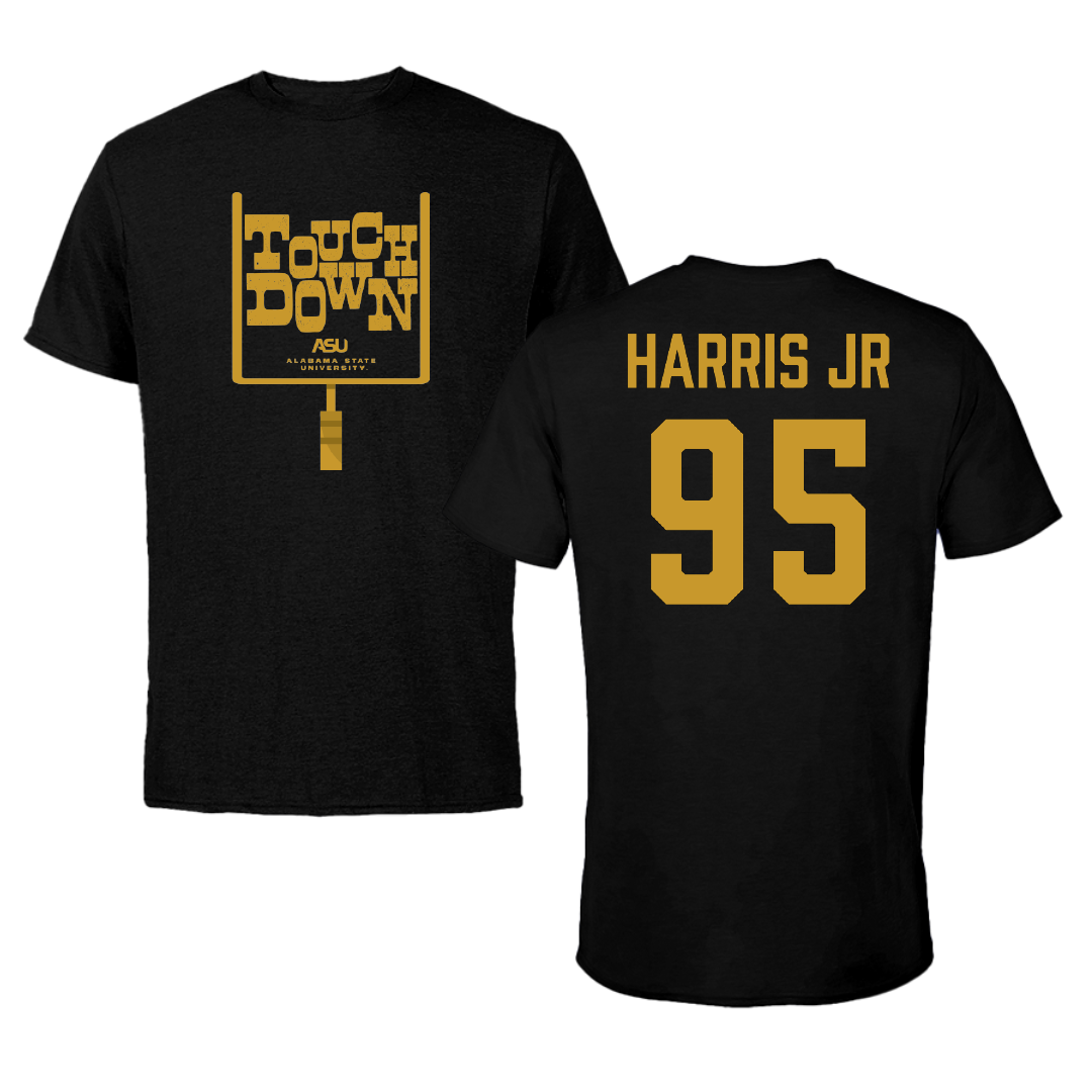 Alabama State University Football Black Touchdown Tee - #95 Cornell Harris Jr
