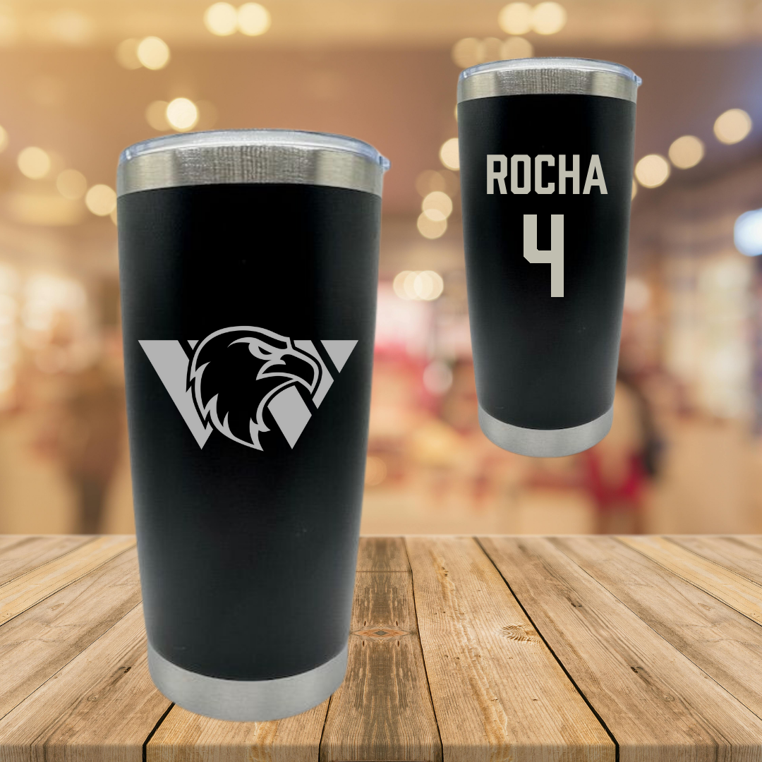 Williams Baptist University Soccer (M) Black Stainless Steel Tumbler - #4 Pedro Paulo Rocha