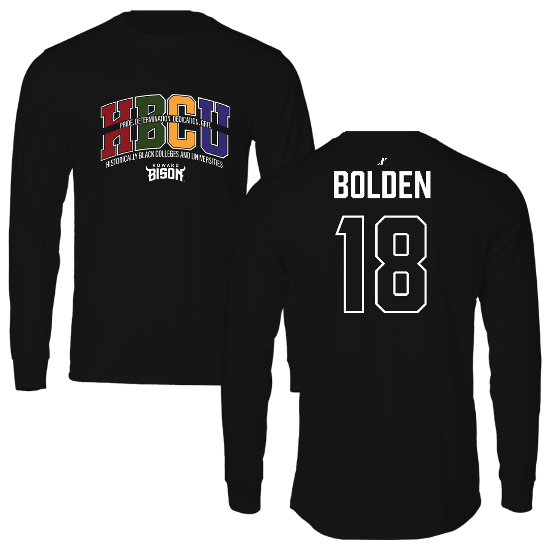 Howard University Soccer Black HBCU Long Sleeve - #18 Jaiya Bolden