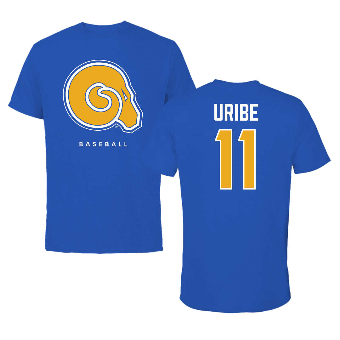 Albany State University Baseball Blue Performance Tee - #11 Mylon Uribe