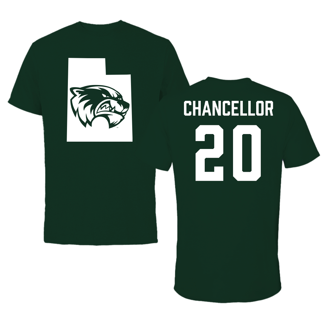 Utah Valley University Baseball Forest Green State Tee - #20 Jordan Chancellor