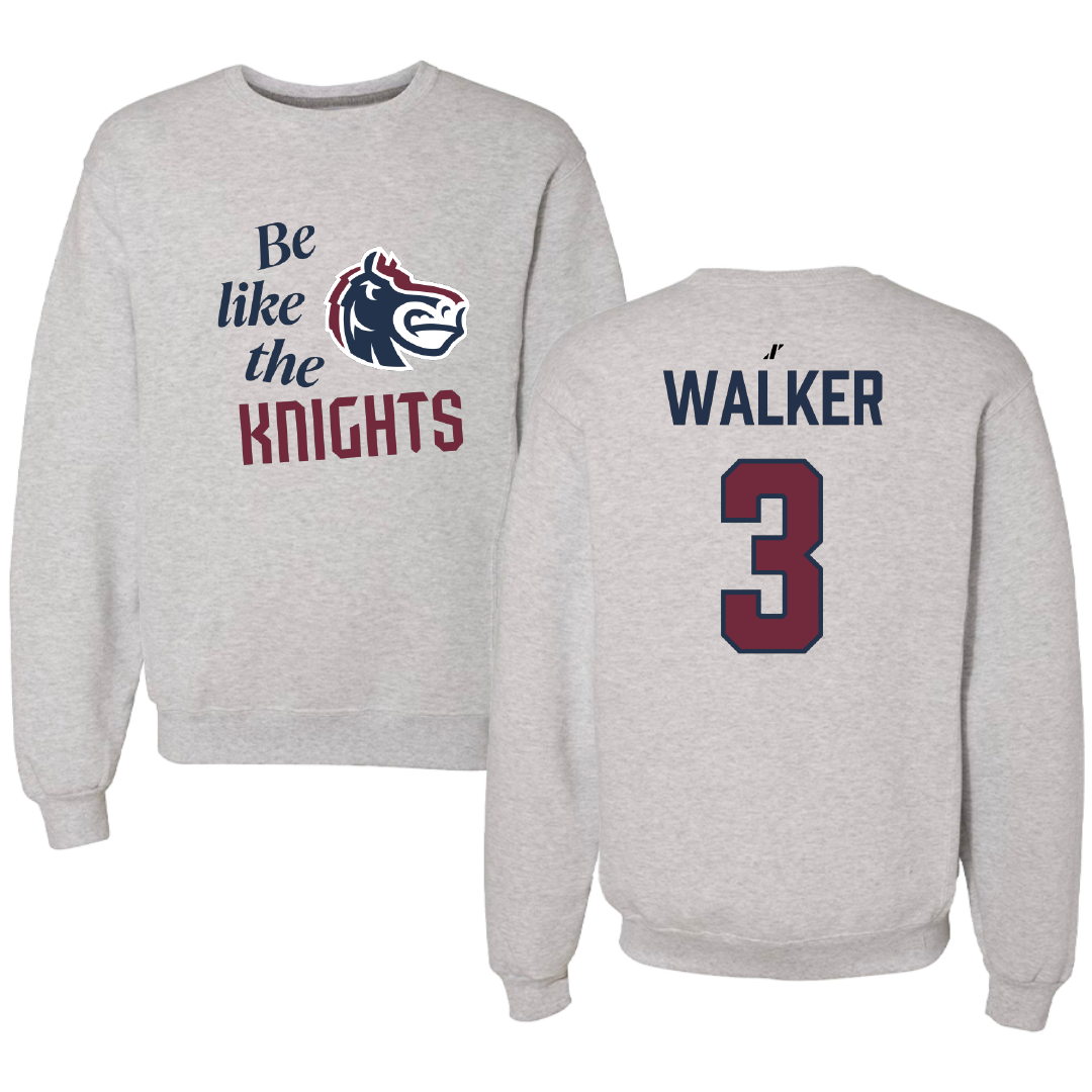 Fairleigh Dickinson University-Metropolitan Campus Baseball Light Gray Be Like Us Crewneck - #3 Caleb Walker