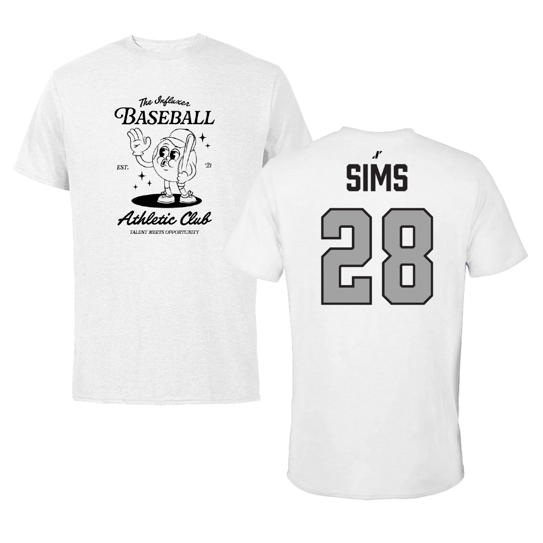 Baseball White Influxer Athletic Club Tee - #28 Ashtyn Sims