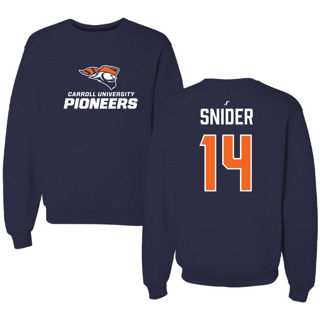 Carroll University Lacrosse (M) Navy Crewneck - #14 Nolan Snider