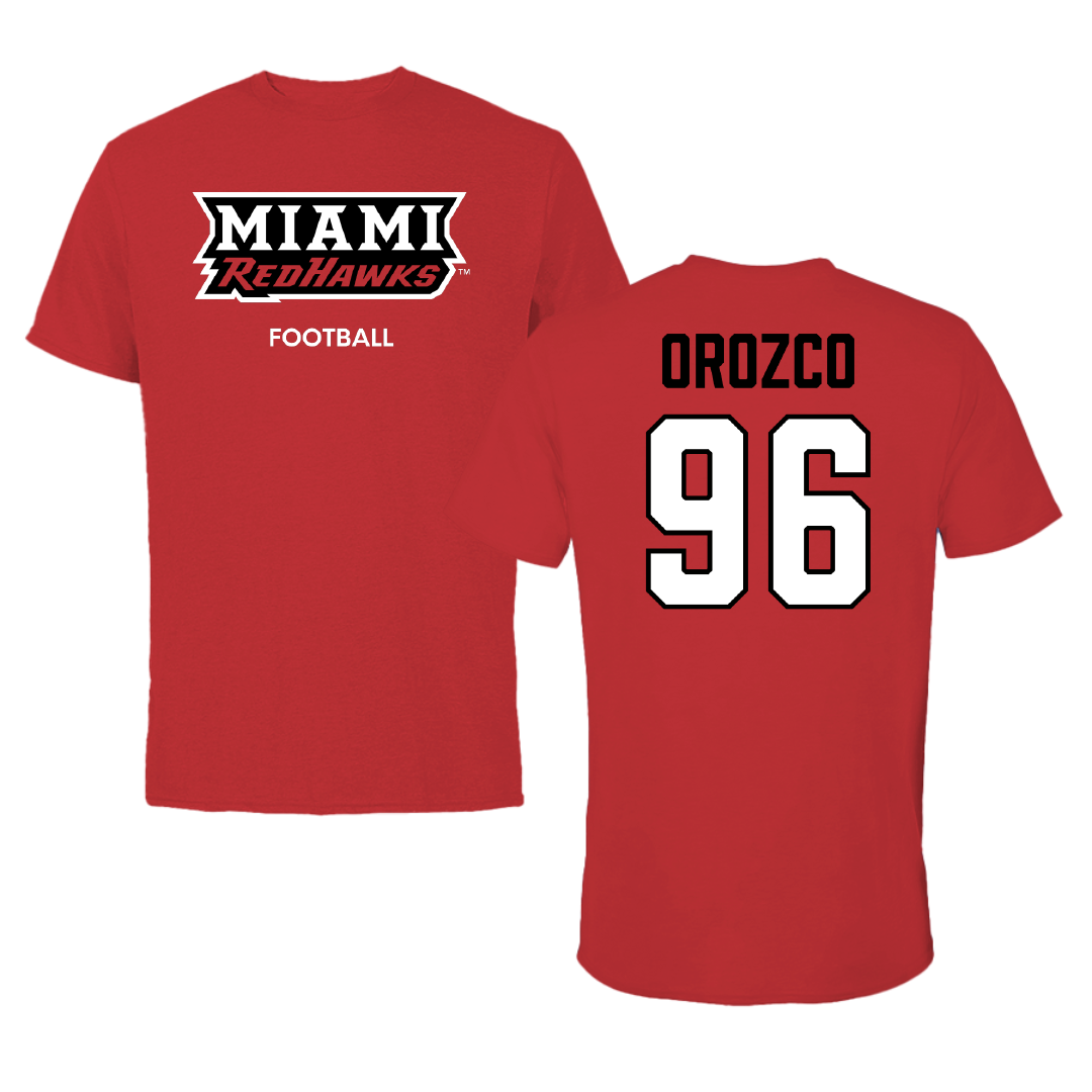 Miami University (Ohio) Football Red Performance Tee - #96 Carmine Orozco